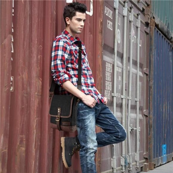 Messenger Bag for Men and Women Canvas Purse Crossbody Shoulder Bag - Picture 5 of 8